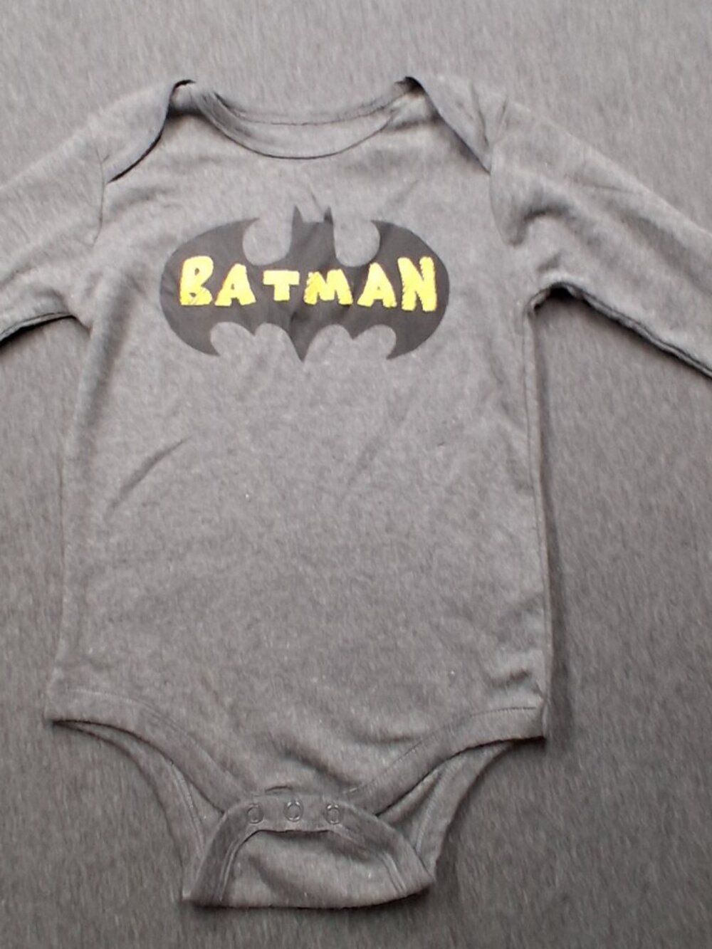 Infant boys onesie, Batman, size 12 months, gray, new with tags